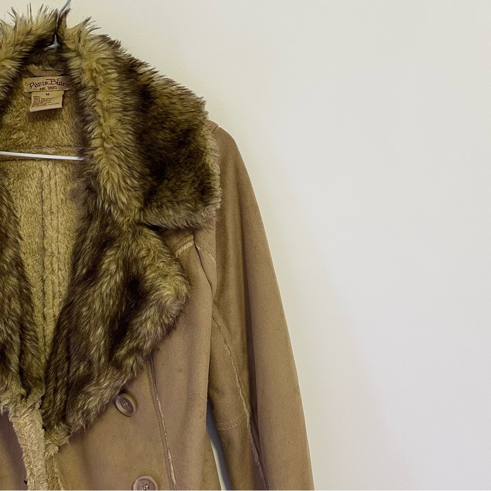 Vintage Y2K Paris Blues Faux Fur Button Up Jacket
